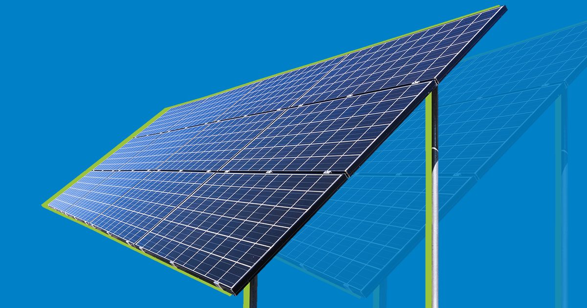 Solar panel on a blue background